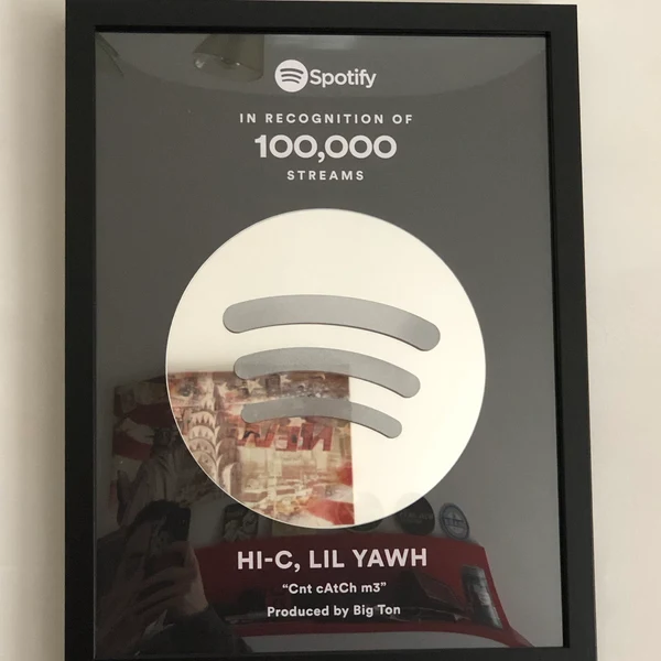 Spotify Award on studio wall